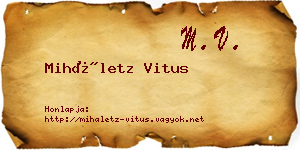 Miháletz Vitus névjegykártya